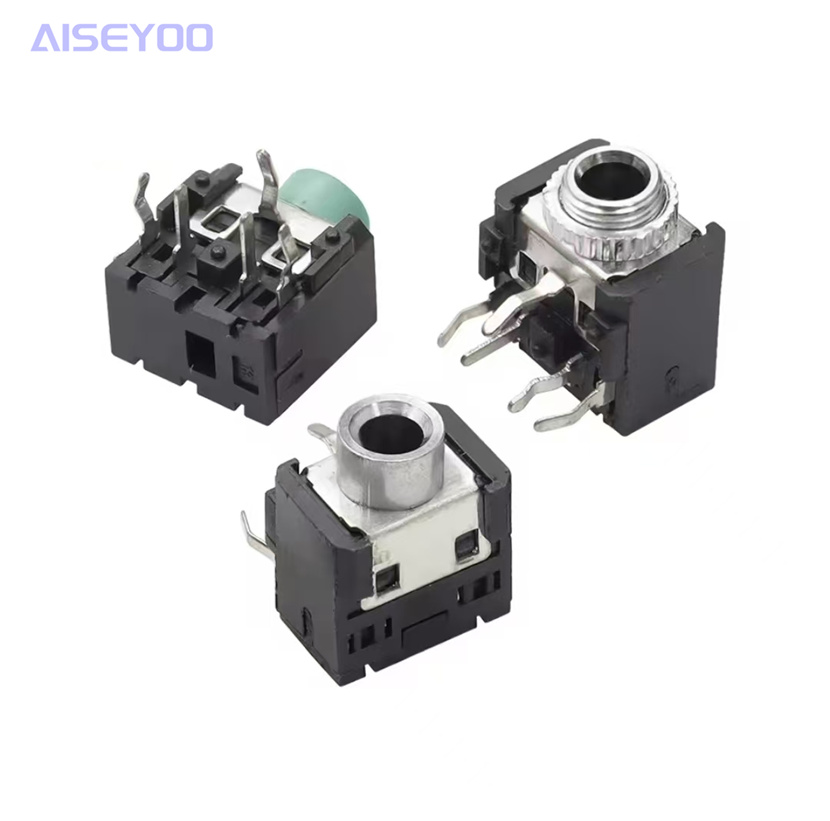 3.5 Headphone jack direct plug 5-pin metal head copper head PJ-306 F M 3.5mm audio and video jack 5P details Picture