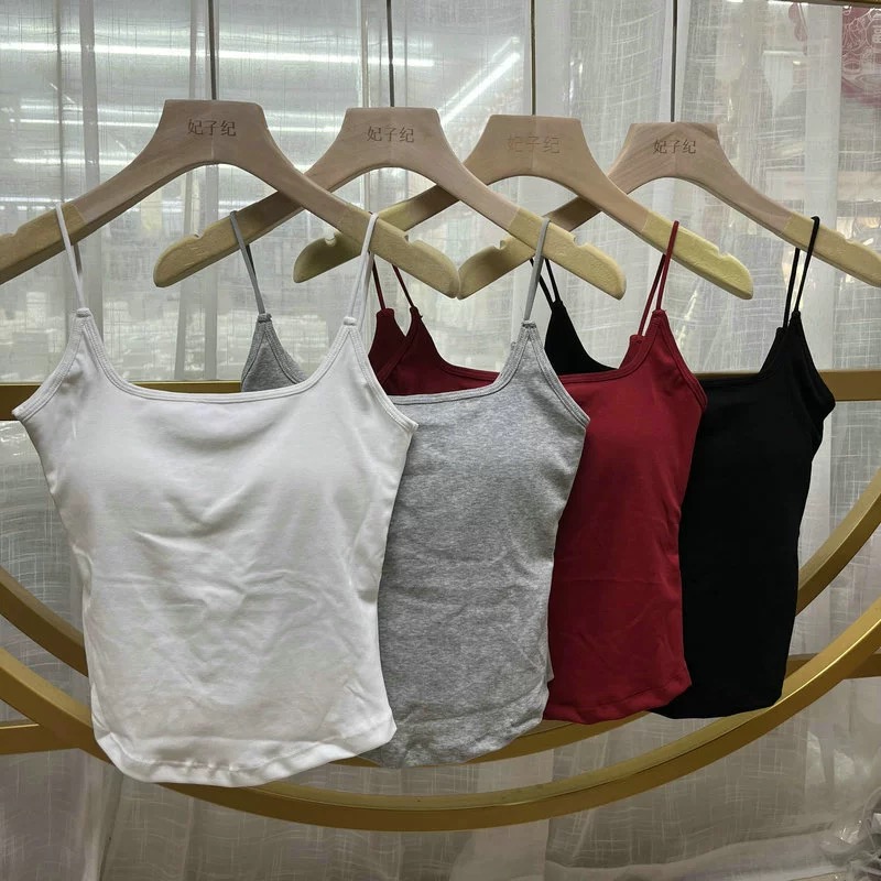 辣妹性感白色吊带背心女夏季带胸垫短款抹胸美背黑色内搭绝美上衣细节图