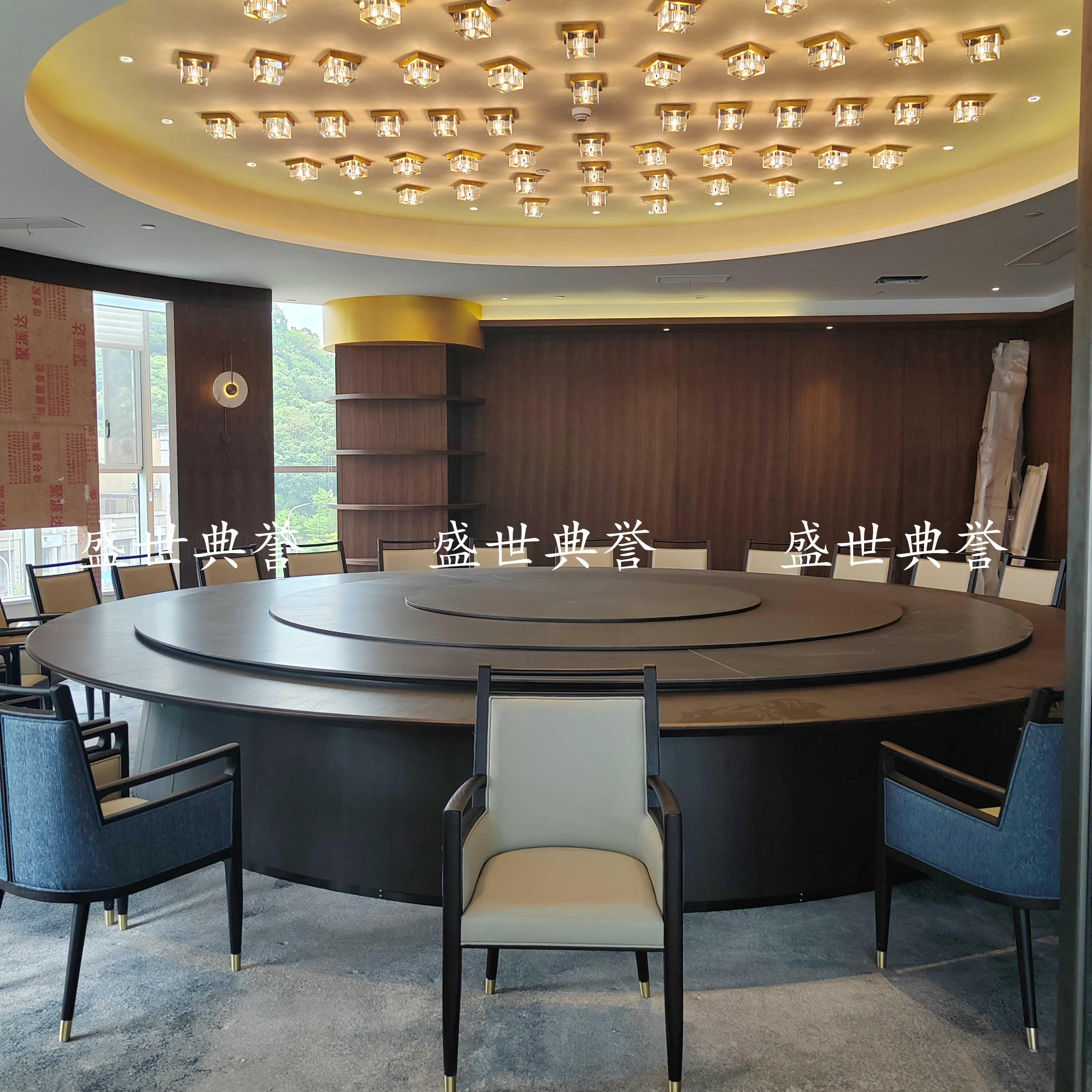 新余国际酒店实木餐桌椅宴会中心包厢新中式餐椅会所白蜡木实木椅