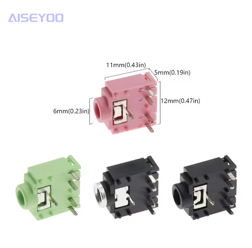 3.5 Headphone jack Audio interface Dual-channel female socket black/pink/green PJ-3F07 Plastic/metal head five pins Application Scenario
