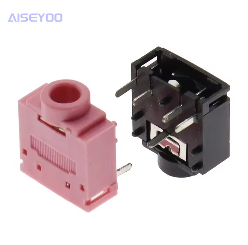 3.5 Headphone jack Audio interface Dual-channel female socket black/pink/green PJ-3F07 Plastic/metal head five pins details Picture