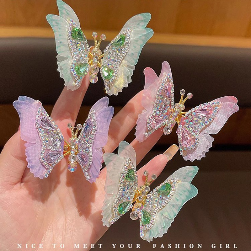 儿童会动的蝴蝶发夹女孩超仙2024新款头饰女童刘海发卡宝宝侧边夹