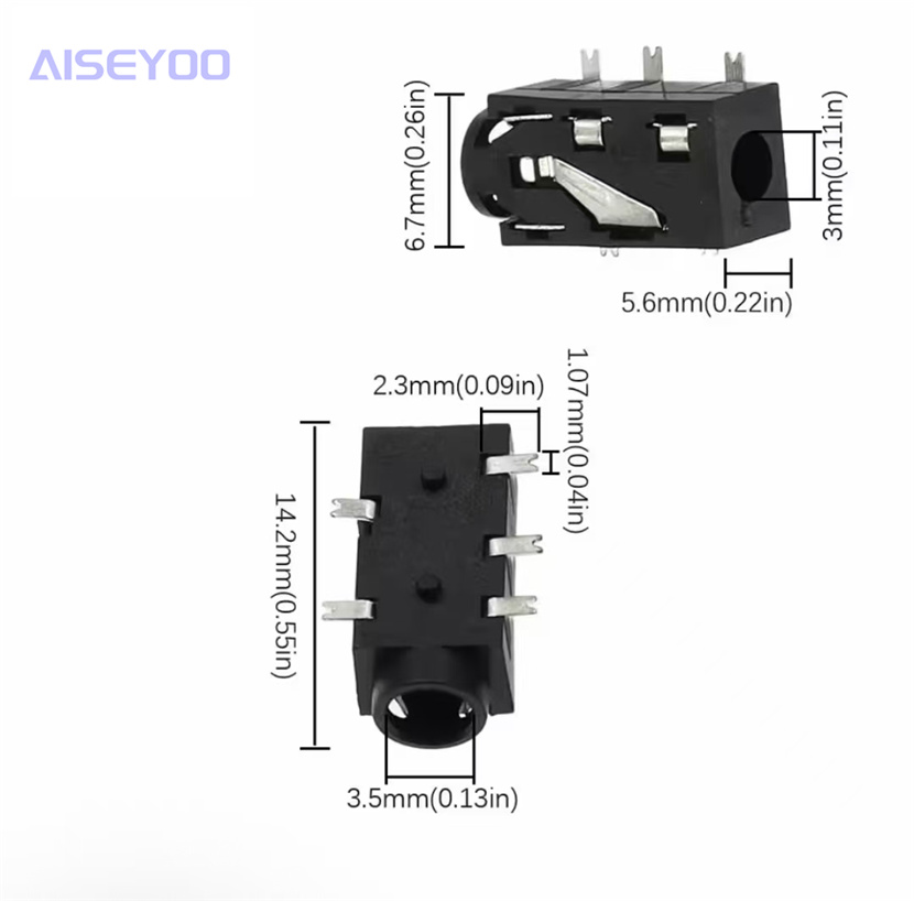 PJ-327F 3.5 Headphone jack Audio jack PJ-327F 5-pin surface mount silver-plated SMD5P black Application Scenario
