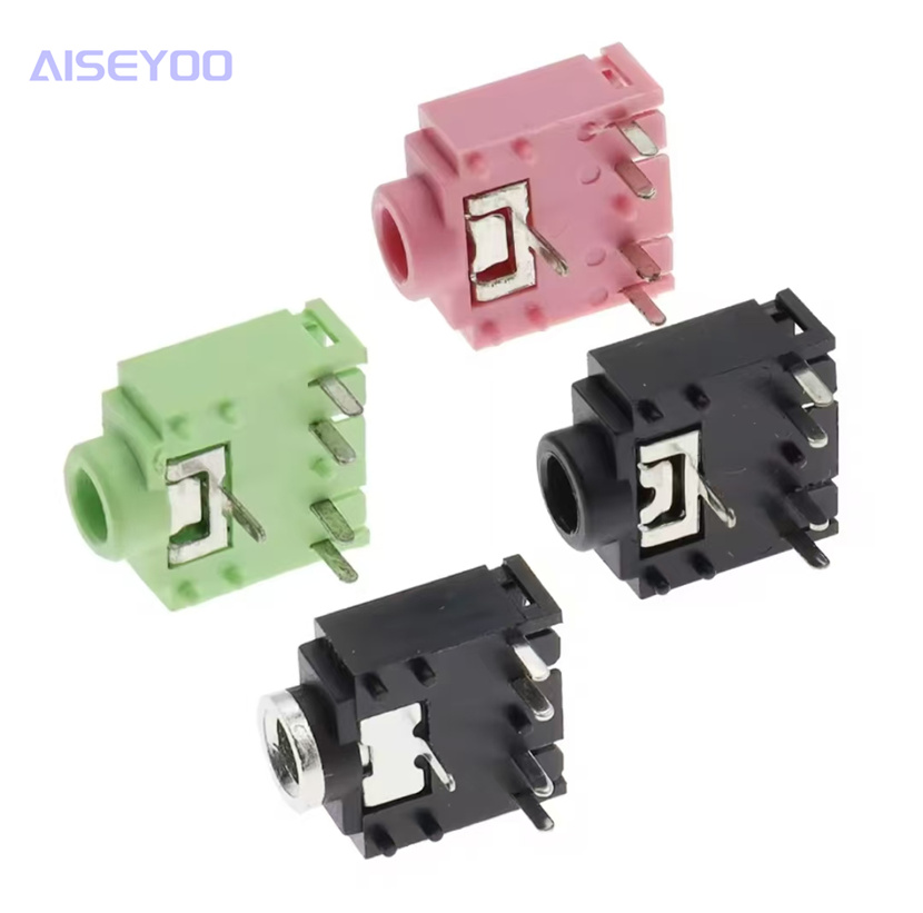 3.5 Headphone jack Audio interface Dual-channel female socket black/pink/green PJ-3F07 Plastic/metal head five pins