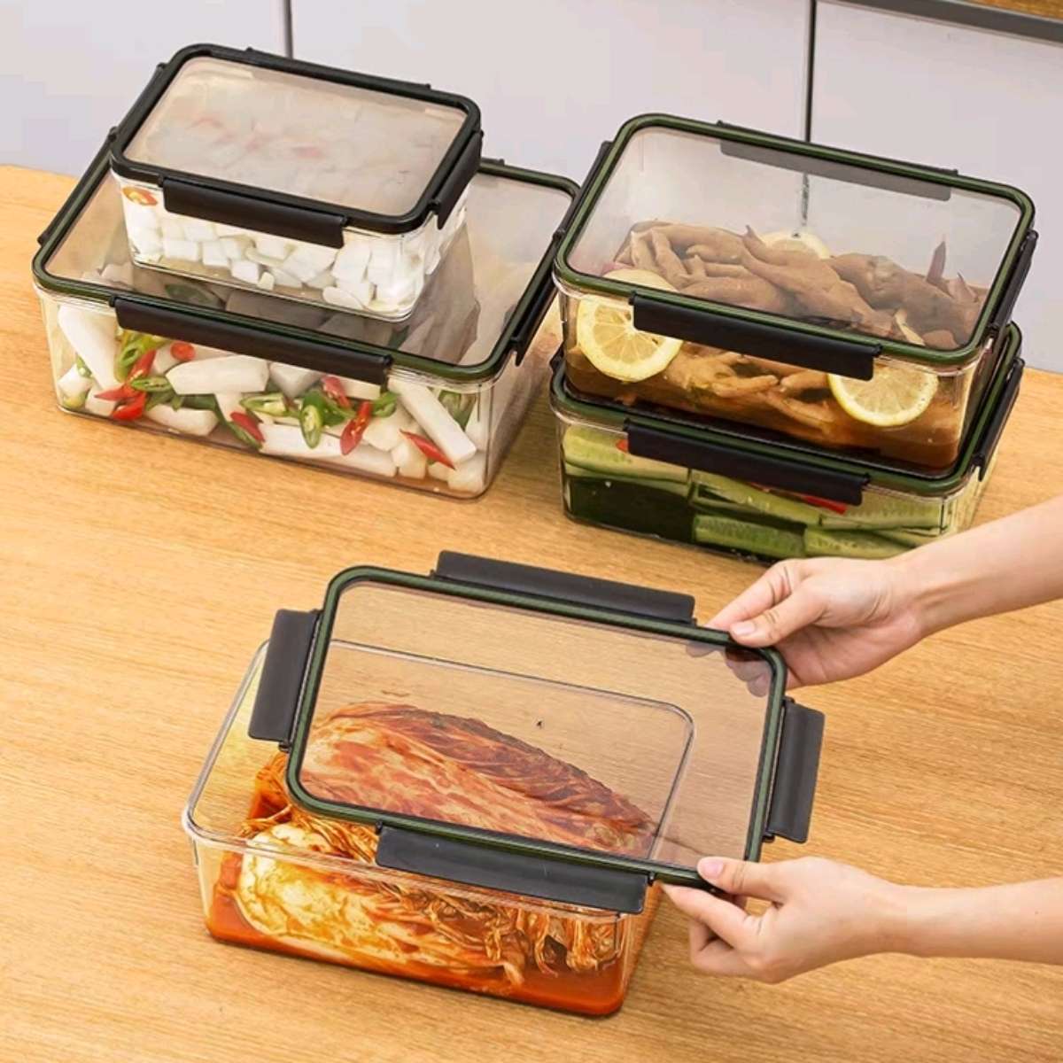 6209 Large sealed box, raw pickled chicken feet and chicken feet box, refrigerator special large capacity salad fruit box, kimchi box Specification image