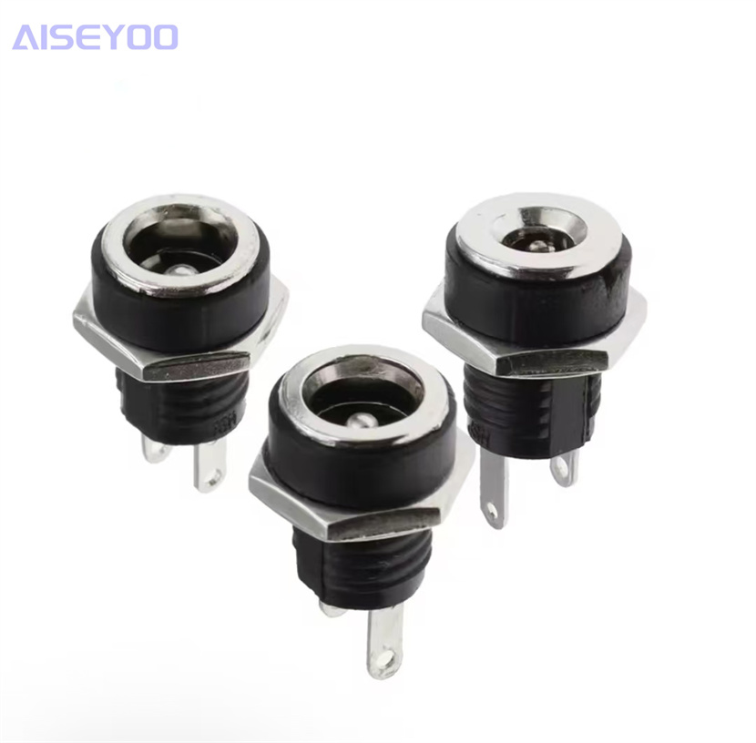 Black DC022B power socket 5.5*2.1 5.5*2.5 pin two-pin DC female socket with dust cover details Picture