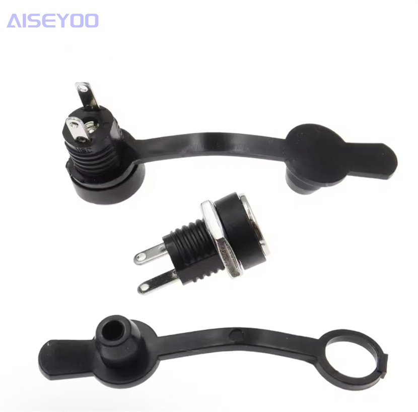 Black DC022B power socket 5.5*2.1 5.5*2.5 pin two-pin DC female socket with dust cover Item Picture