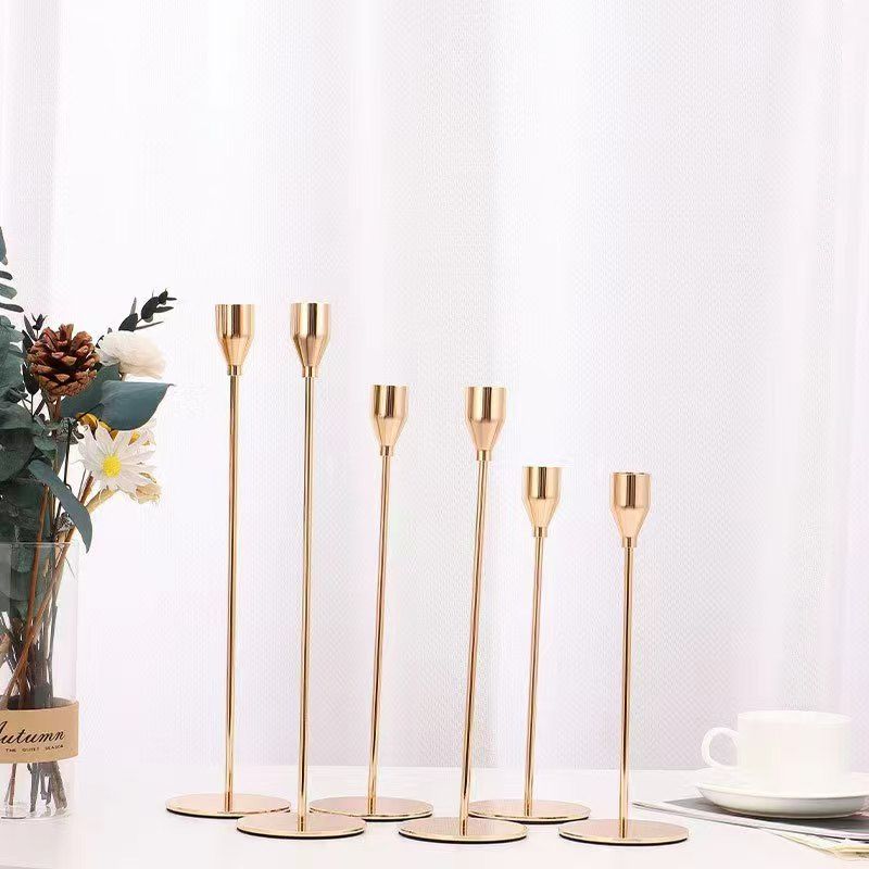 Amazon's best-selling single-head candlestick, candlestick table, European-style decoration, model room soft furnishings, wedding candlestick handicrafts, candlestick home essentials details Picture