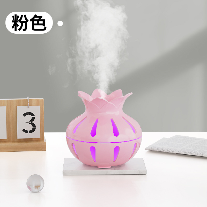 New lotus wood grain silent seven-color air diffuser humidifier USB vase Bedroom and office diffuser humidifier Item Picture