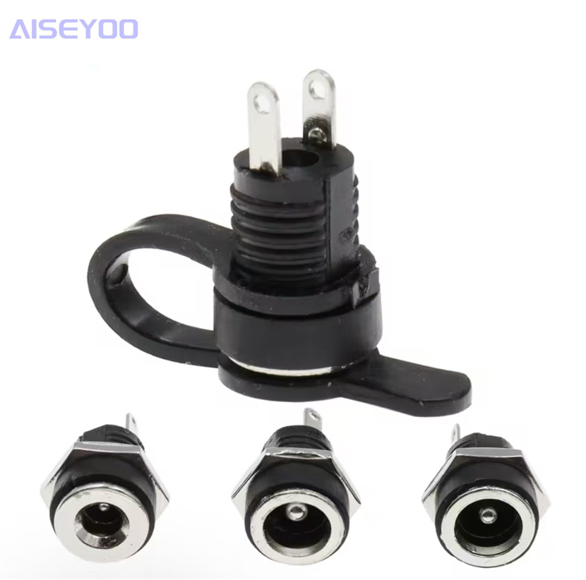 Black DC022B power socket 5.5*2.1 5.5*2.5 pin two-pin DC female socket with dust cover