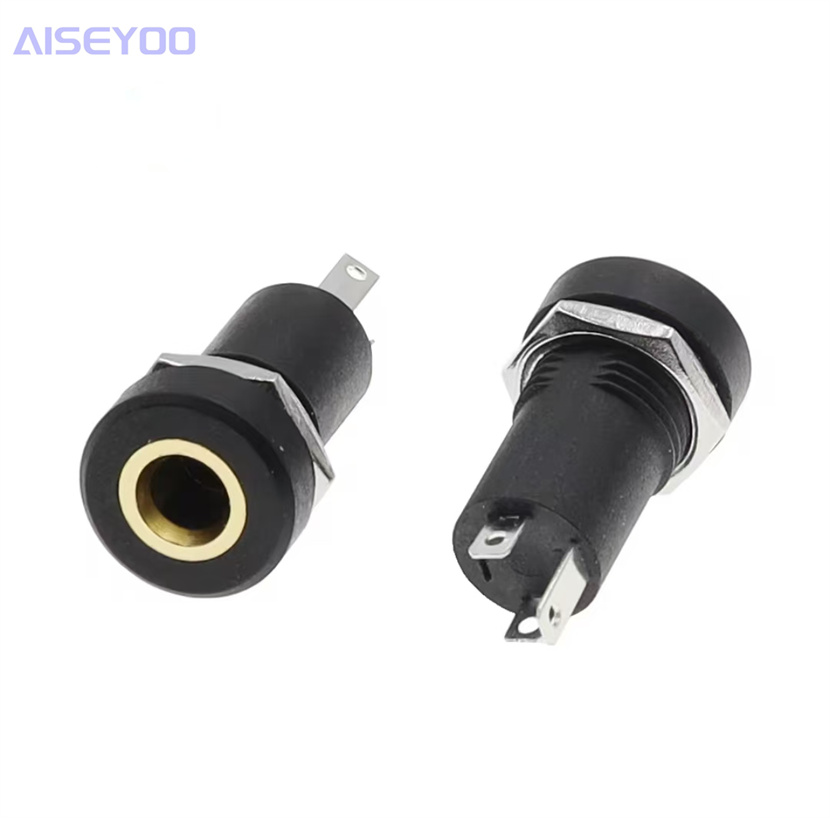 3.5mm headphone jack PJ-392A stereo vocal cord with threaded nuts and gold-plated ports, 3-section and 4-section audio sockets Item Picture