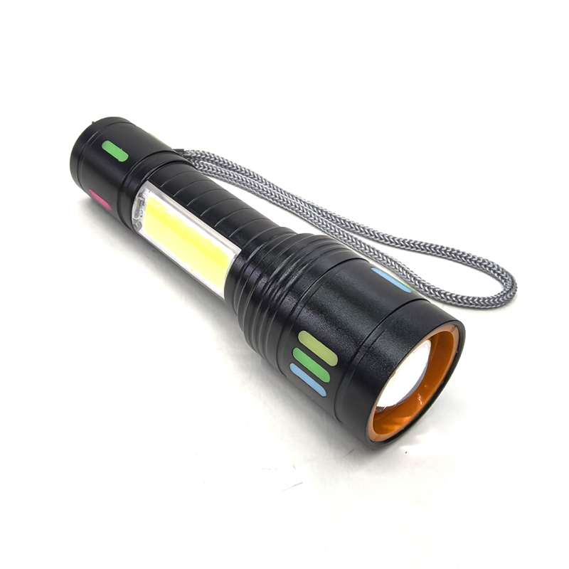 623 aluminum flashlight, USB charging, aluminum alloy flashlight, high-brightness long-range white laser flashlight, COB side light, strong light, stretchable and adjustable focusing flashlight. Hold it hand in hand for home and outdoor use details Picture