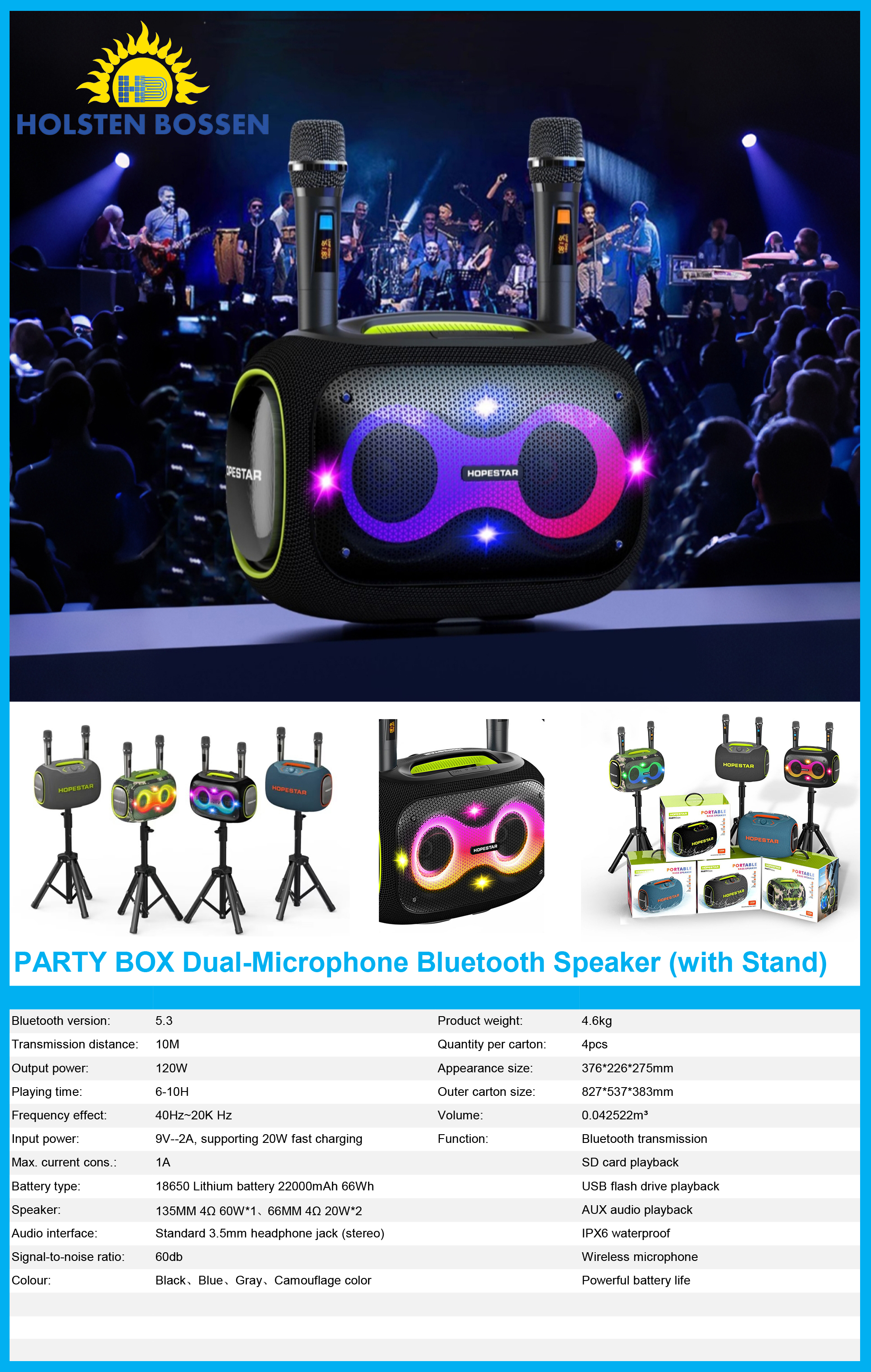 超强音质蓝牙音箱 音箱音响一体化设计双麦  音质清晰无杂音  Party box详情1