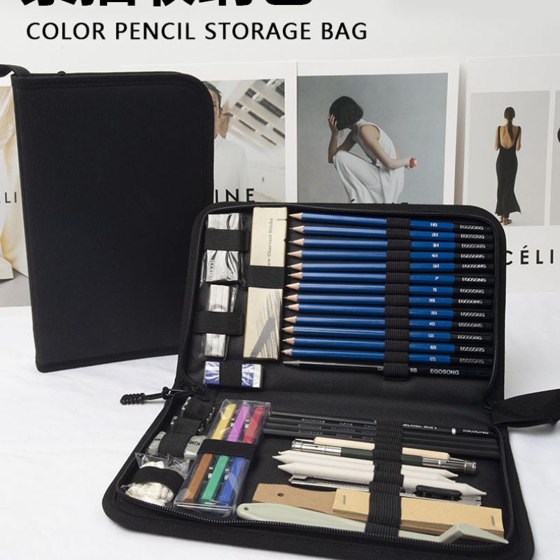 Customized sketch set, hand-held pen case, large-capacity drawing tool storage bag, simple and creative stationery box Application Scenario
