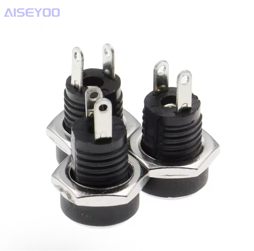 Black DC022B power socket 5.5*2.1 5.5*2.5 pin two-pin DC female socket with dust cover Specification image