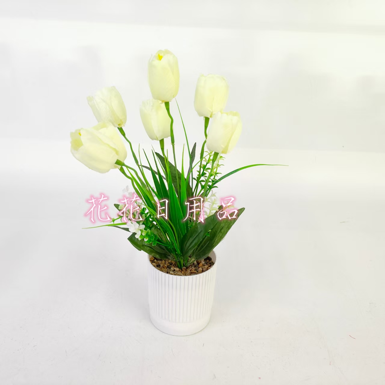 Artificial flower bonsai, plastic long-stemmed pot, tulip decorative ornaments Specification drawing