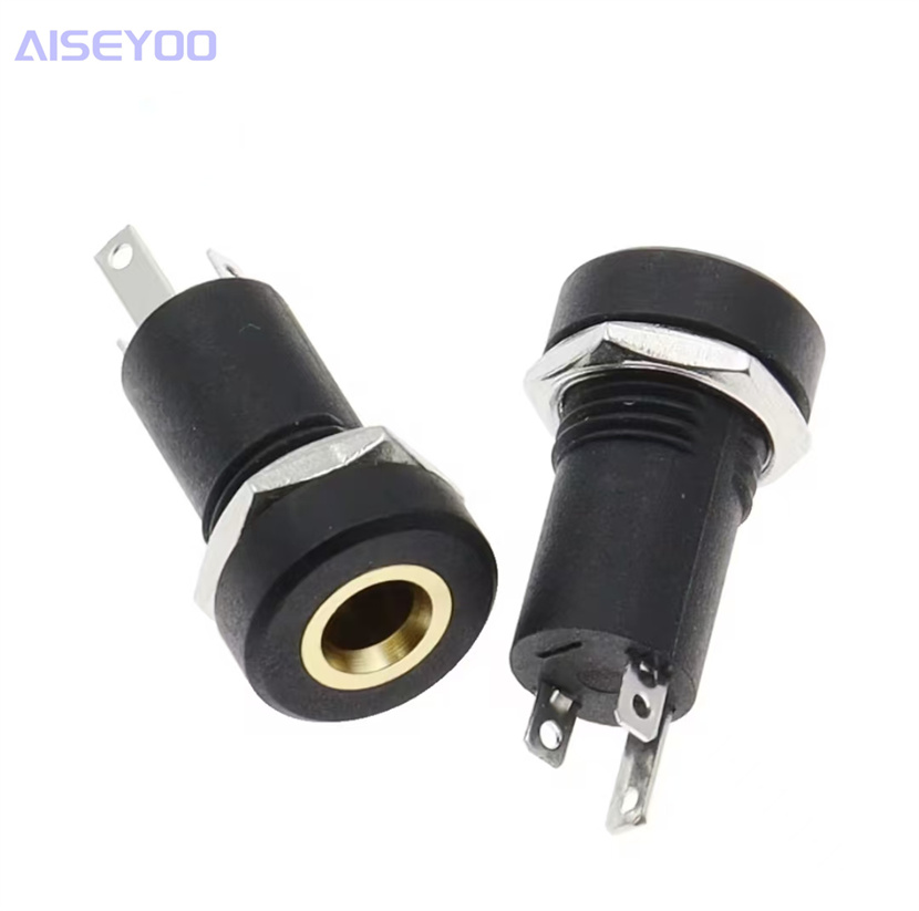 3.5mm headphone jack PJ-392A stereo vocal cord with threaded nuts and gold-plated ports, 3-section and 4-section audio sockets details Picture