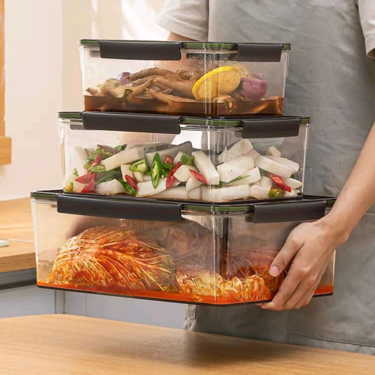 6208 medium-sized sealed box, food preservation box, large-capacity pickling jar, chicken feet raw pickling box details Picture