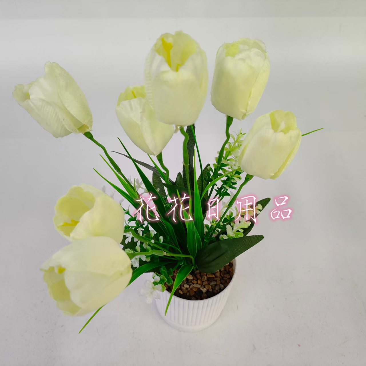 Artificial flower bonsai, plastic long-stemmed pot, tulip decorative ornaments Item Picture
