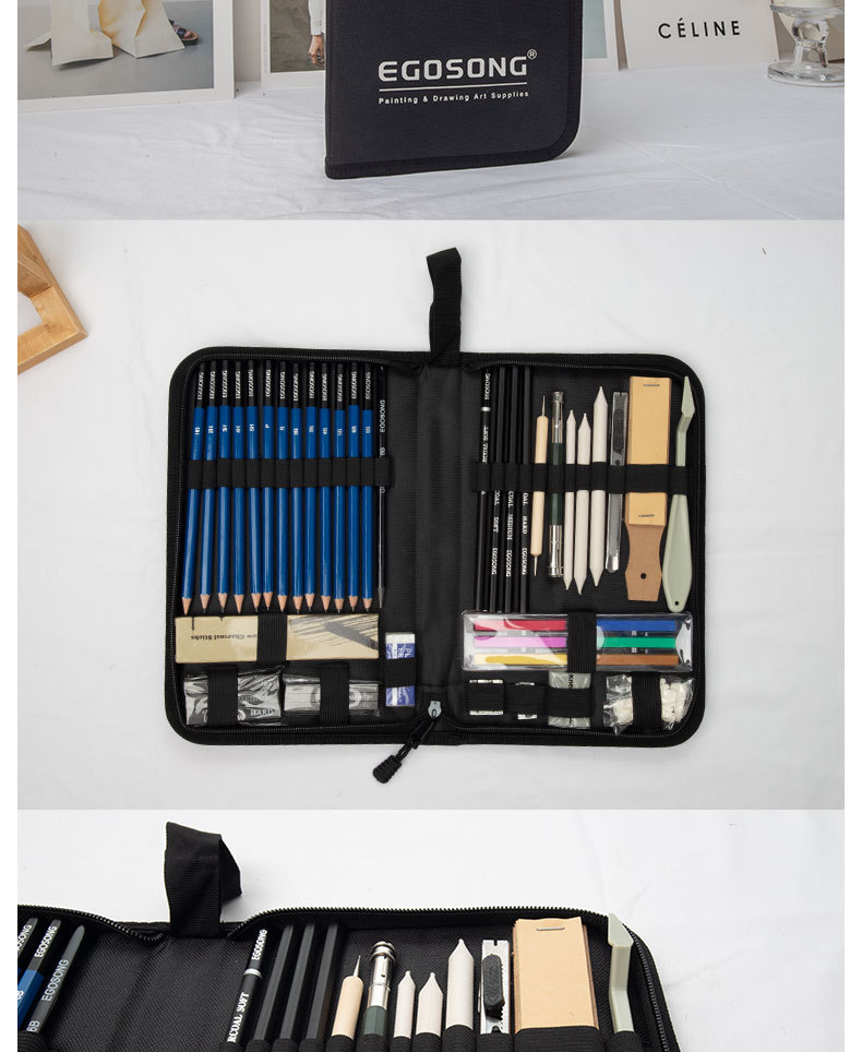 Customized sketch set, hand-held pen case, large-capacity drawing tool storage bag, simple and creative stationery box pic 2