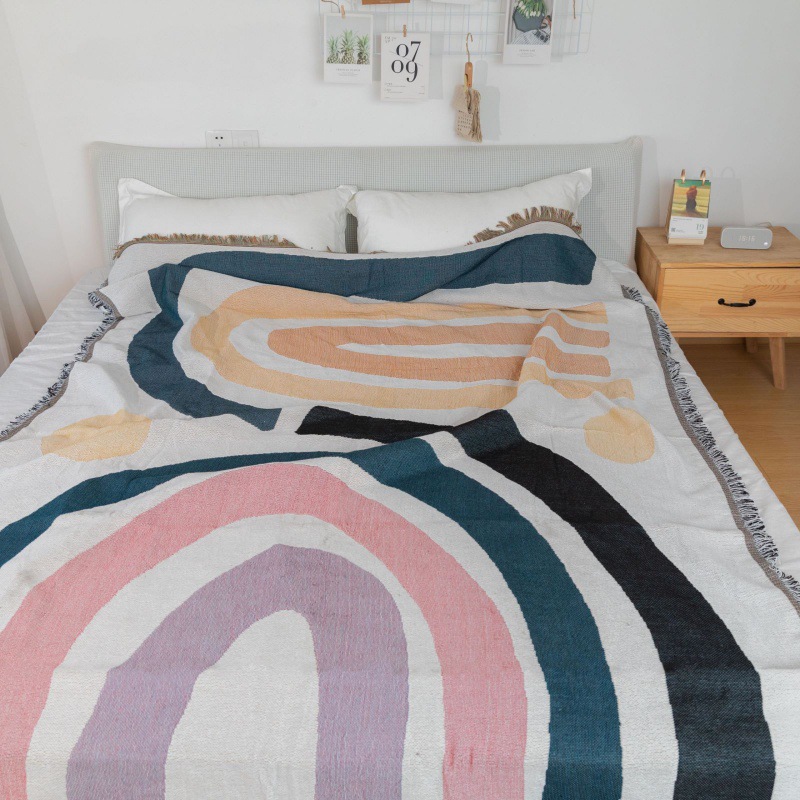 Ins-style rainbow single and double sofa covers, universal covers, simple living room, home and bedroom Specification image