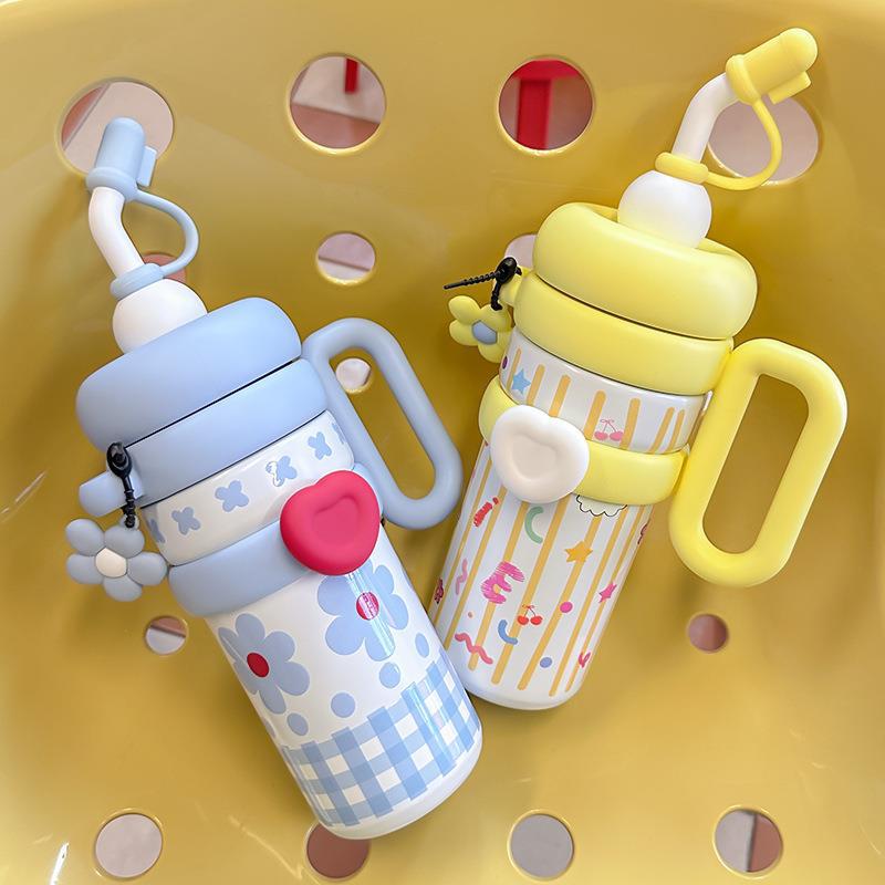 The 2025 New Model Of High Appearance Level Office Water Cup For Women, Large-Capacity Children's Straw Cup, And Stainless Steel Ice King Cup