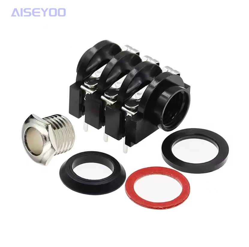 6.35mm internal screw stereo socket, dual-channel microphone, audio female socket, 6.5 three-core short pin Specification image