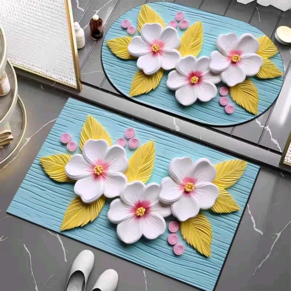 40*60艾草立体硅藻泥吸水速干入户门口地垫进门卫生间厕所地毯
