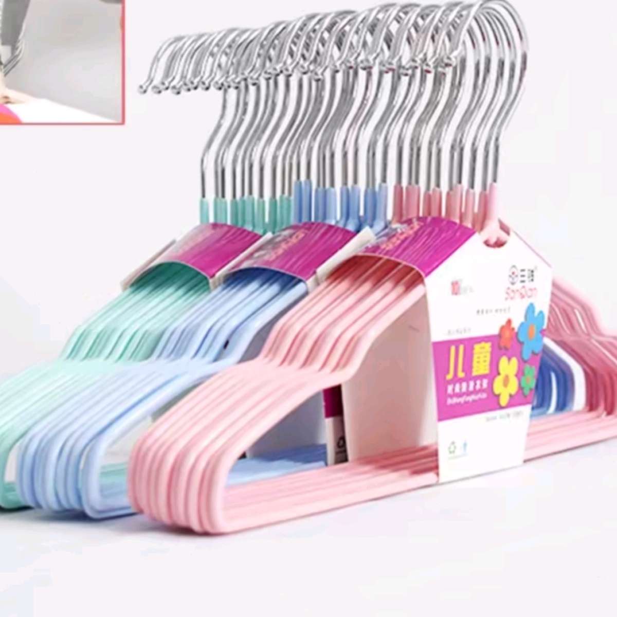 6011儿童防滑衣架家用挂衣架儿童衣服收纳颜色混装产品图