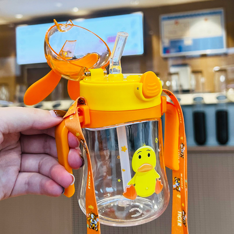X152-XBD-2002 Koike Tong Rabbit Ear Children's Plastic Cup with Straw Baby Water Bottle Portable Primary School and Kindergarten water Cup detail image 1