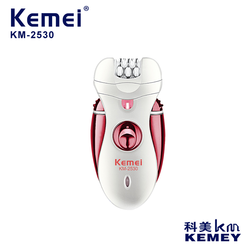 科美KM-2530 USB充电四合一女士拔毛器USB充电双色可选带照明灯脱毛剃毛刀小家电美容仪器
