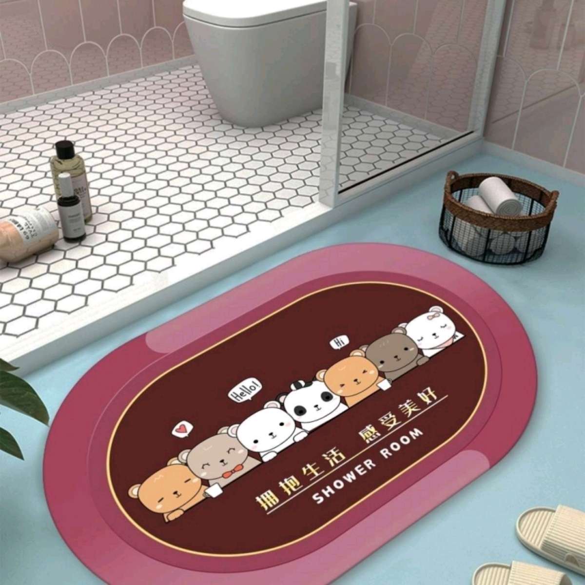 Diatom mud bathroom floor mat, water-absorbing quick-drying anti-slip mat at the bathroom door, toilet and bathroom carpet, entrance door foot mat details Picture