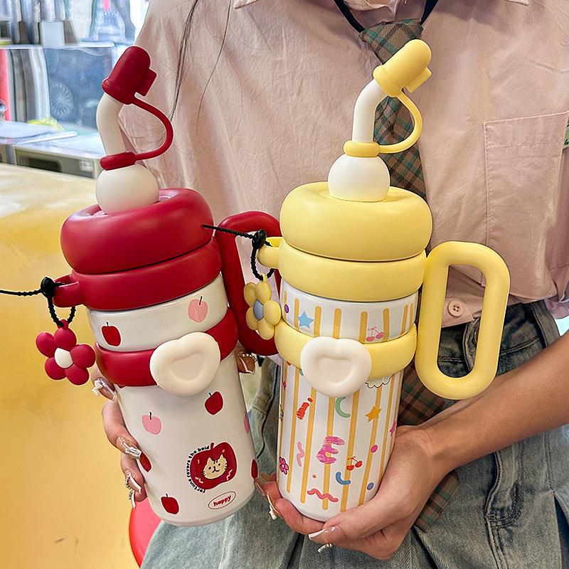 The 2025 New Model Of High Appearance Level Office Water Cup For Women, Large-Capacity Children's Straw Cup, And Stainless Steel Ice King Cup details Picture