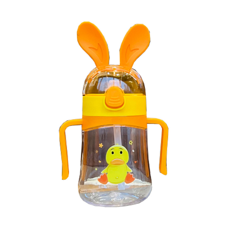 X152-XBD-2002 Koike Tong Rabbit Ear Children's Plastic Cup with Straw Baby Water Bottle Portable Primary School and Kindergarten water Cup detail image 2