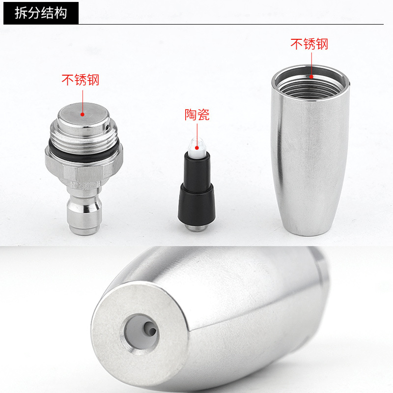 高压洗车机水枪喷嘴迷你款不锈钢莲花喷头360度旋转剥树皮除锈15126HONGDA宏达园林白底实物图