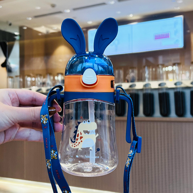 X152-XBD-2002 Koike Tong Rabbit Ear Children's Plastic Cup with Straw Baby Water Bottle Portable Primary School and Kindergarten water Cup detail image 6