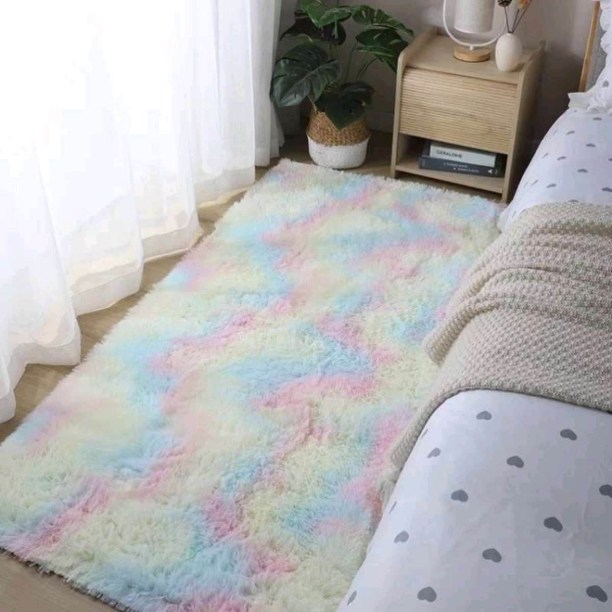 50*80地毯卧室床边毯北欧ins风毛绒简约现代家用客厅可爱少女毛毯地垫