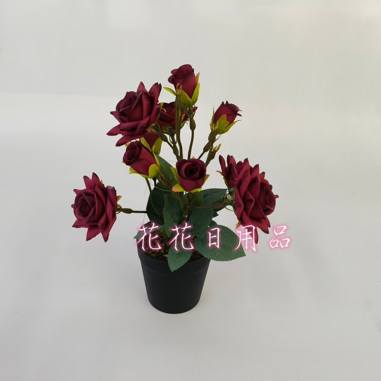 Artificial flower bonsai, plastic pot corners, rose decorative ornaments Specification drawing