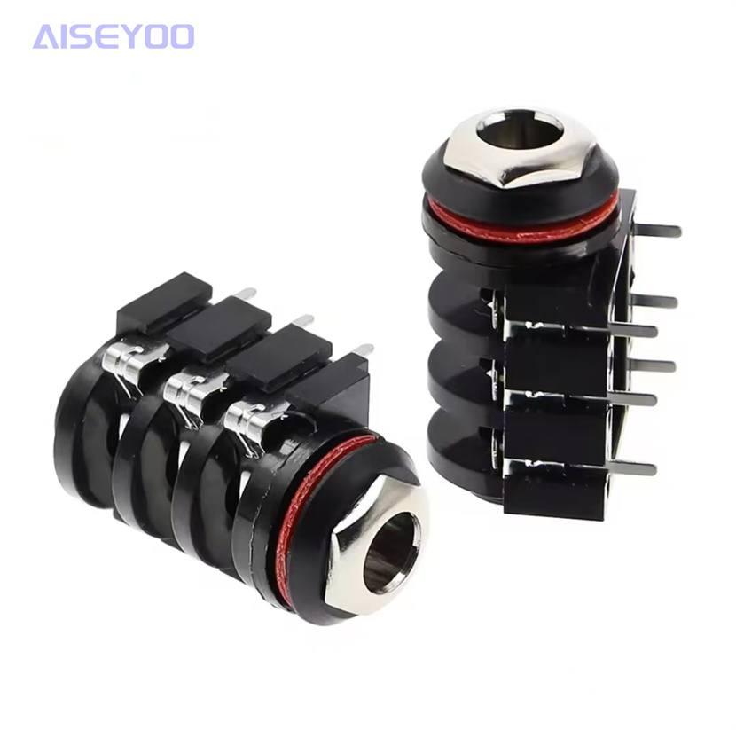 6.35mm internal screw stereo socket, dual-channel microphone, audio female socket, 6.5 three-core short pin Item Picture