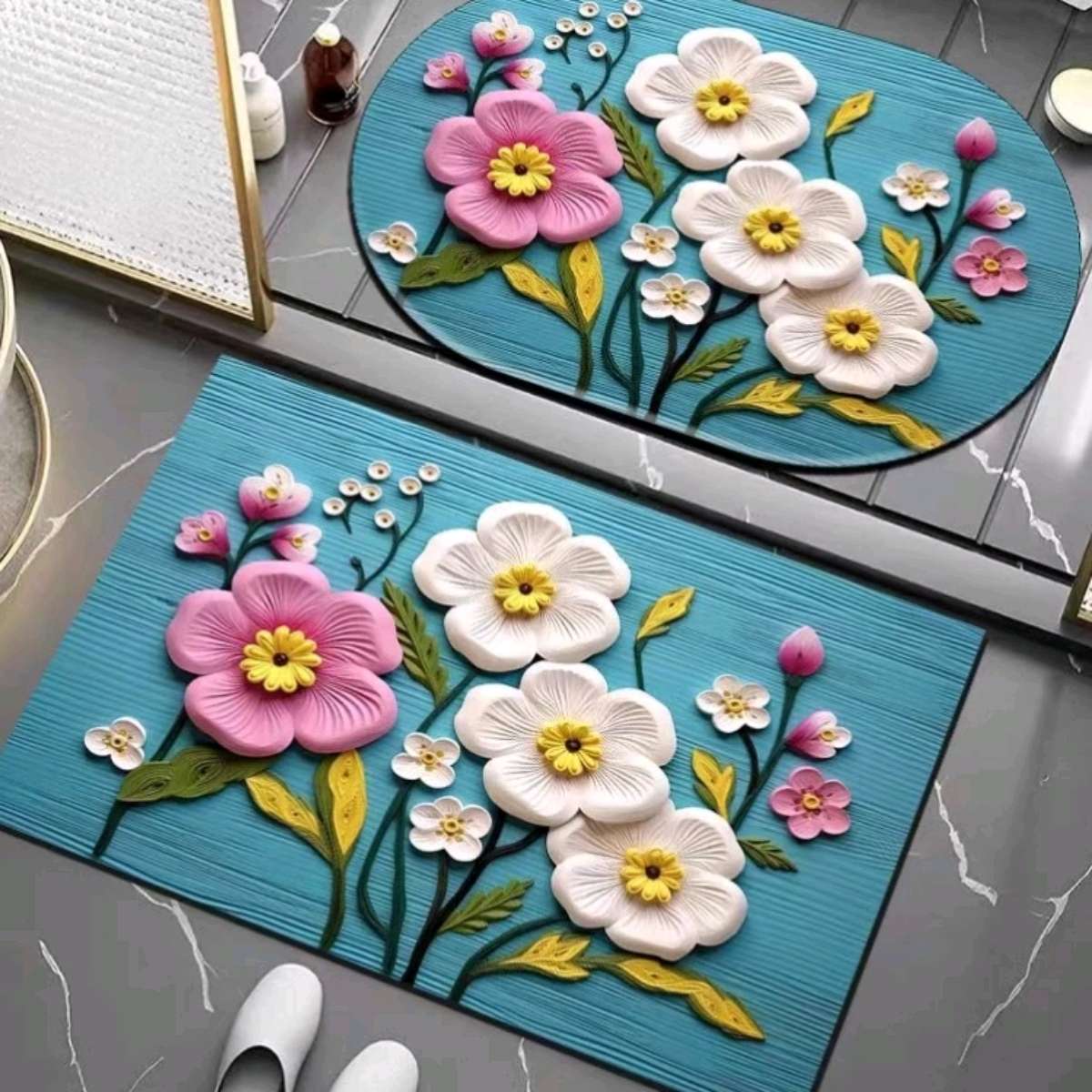 40*60艾草立体硅藻泥吸水速干入户门口地垫进门卫生间厕所地毯细节图