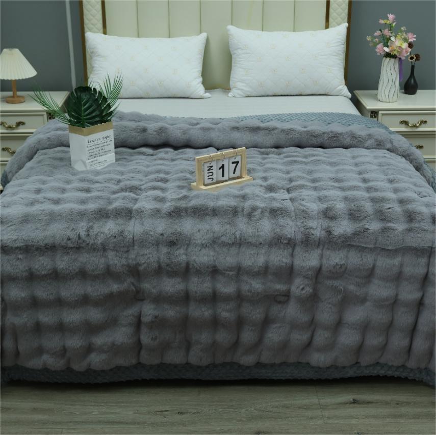 Rabbit fur Doudou quilt, rabbit fur high-end style Doudou quilt, nap quilt, light luxury blanket quilt, thickened winter comfortable and warm cotton quilt, winter quilt, all-season quilt pic 6