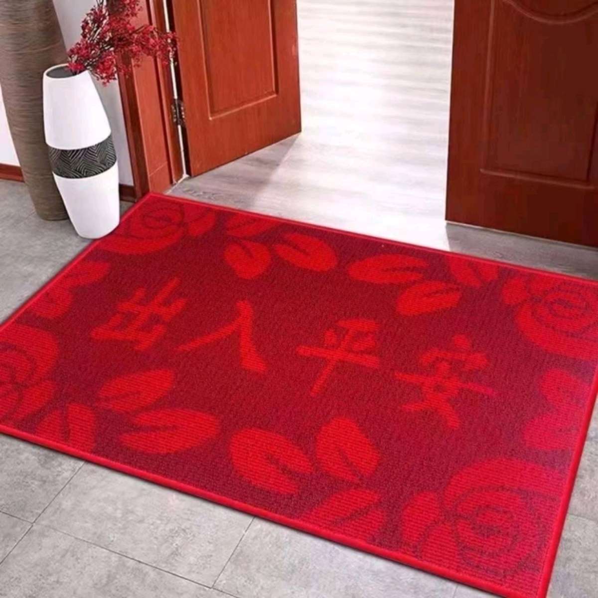 Floor MATS for the entrance door, dirt-resistant floor MATS for the bathroom, water-absorbing and anti-slip floor MATS, festive red household floor MATS