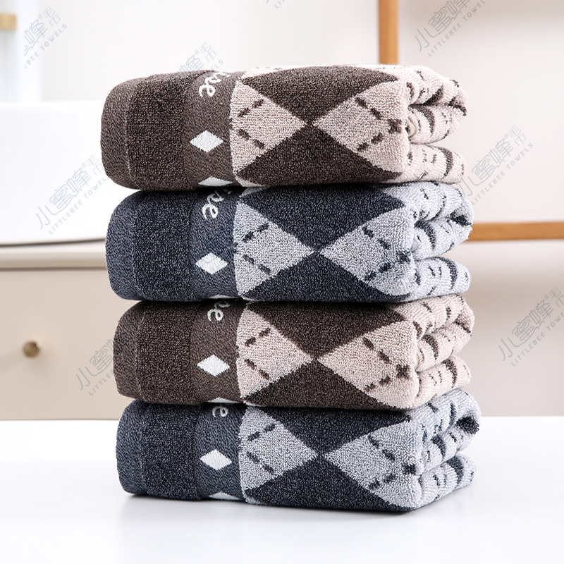 Checkered jacquard towel, soft and absorbent all-cotton couple towel, Little Bee towel. Product number: 702 pic 7