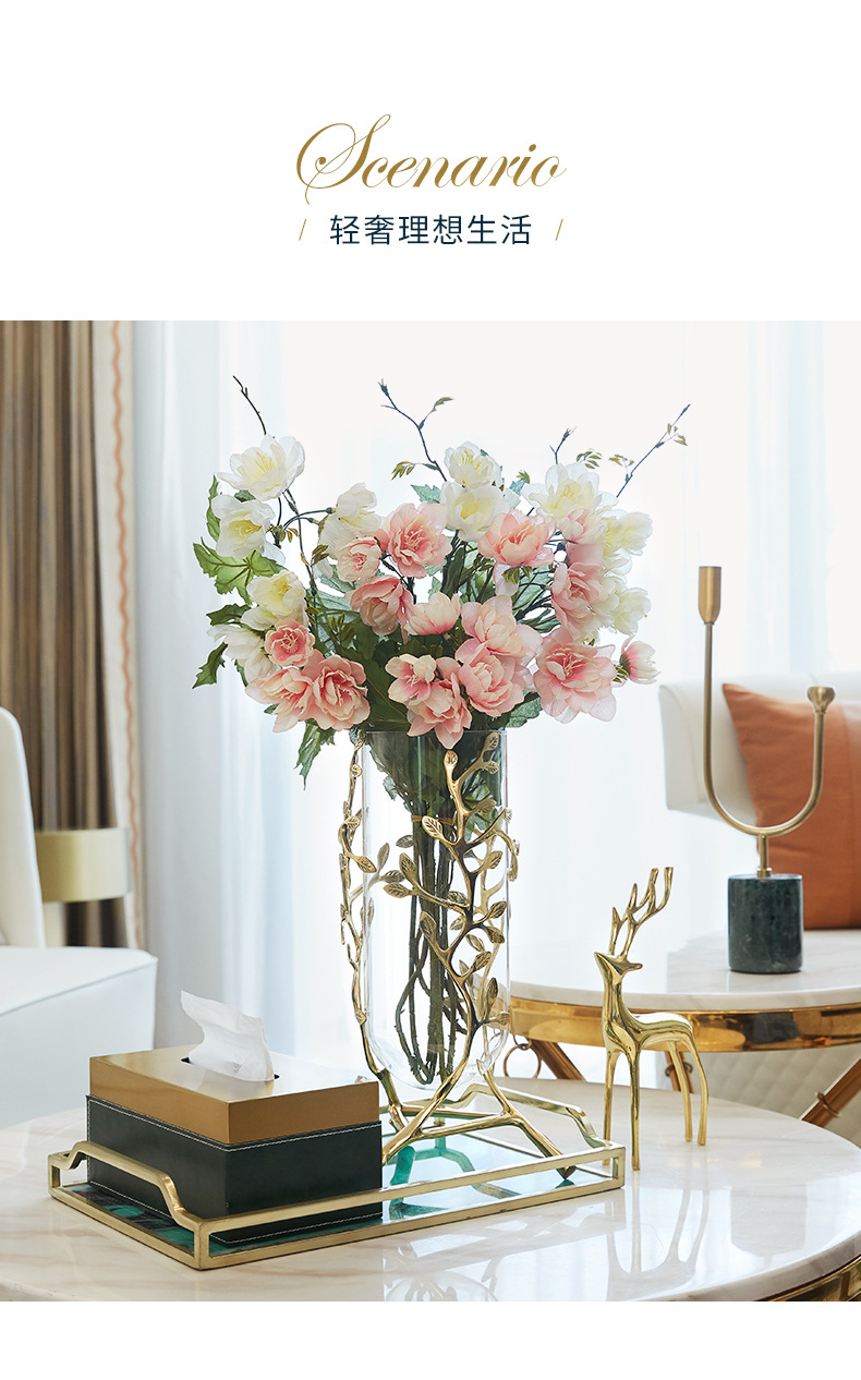 Hollowed-out tree-shaped electroplated golden vase, entrance hall, living room, home decoration, hotel, KTV, club, office decoration pic 4