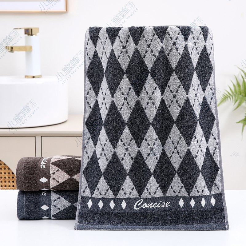 Checkered jacquard towel, soft and absorbent all-cotton couple towel, Little Bee towel. Product number: 702 pic 4