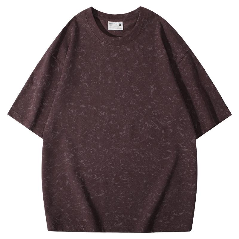 220g/㎡ 40-count double yarn off-the-shoulder style Solonna batik pure cotton T-shirt, men's same style advertising T-shirt, short-sleeved cultural T-shirt, men's casual wear, lightweight, breathable, sweat-absorbent, fashionable and trendy style Specification image