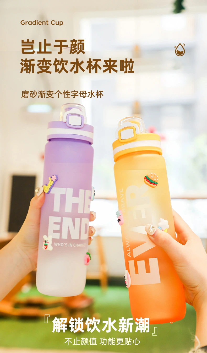H164-HY-089 gradient color water cup, cross-border high-temperature resistant frosted direct drinking creative portable trendy water cup for men and women detail image 1