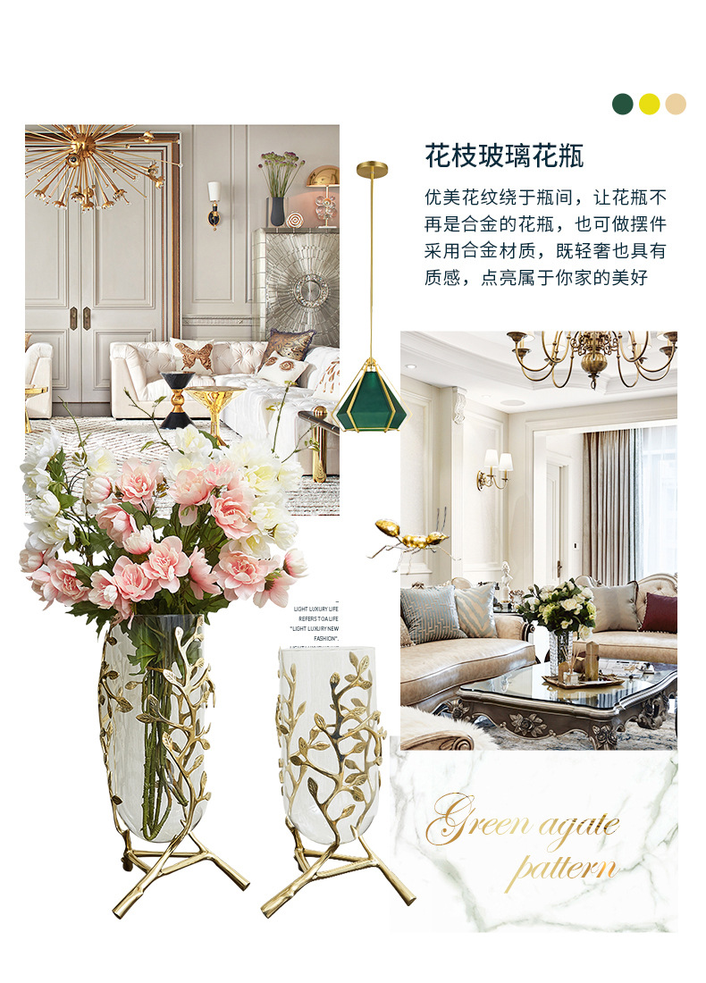 Hollowed-out tree-shaped electroplated golden vase, entrance hall, living room, home decoration, hotel, KTV, club, office decoration pic 2