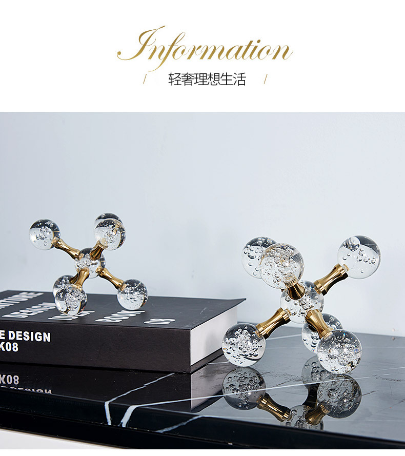 Geometric crystal molecular ball desktop, modern and simple decorative item, home cross metal crystal ball soft decoration pic 3