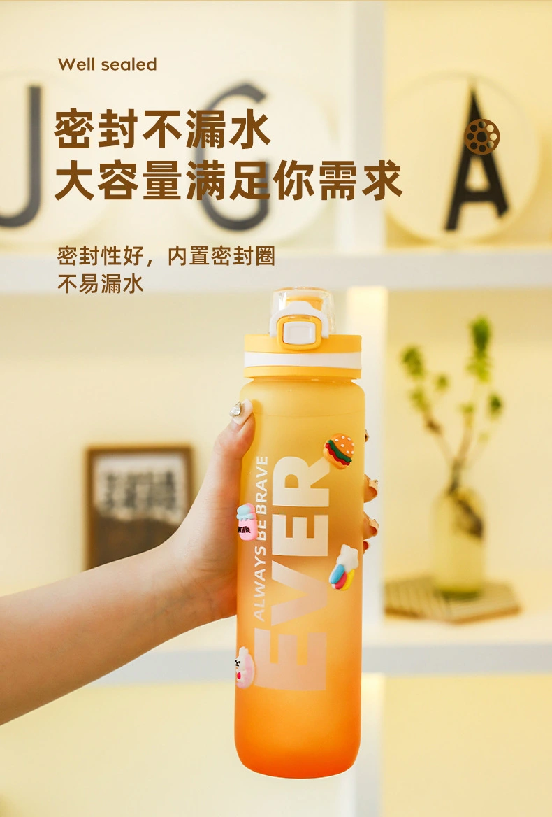 H164-HY-089 gradient color water cup, cross-border high-temperature resistant frosted direct drinking creative portable trendy water cup for men and women detail image 2